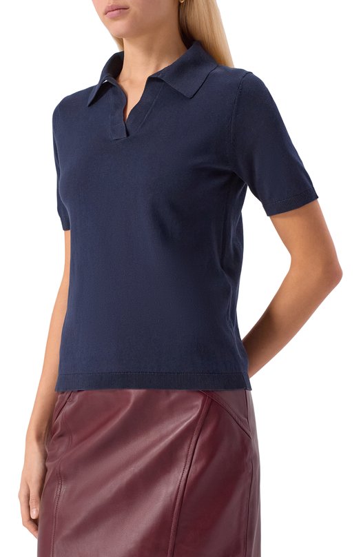 Поло из шелка и хлопка Weekend Max Mara R0NC0L0 Синий  R0NC0L0 Фото 3