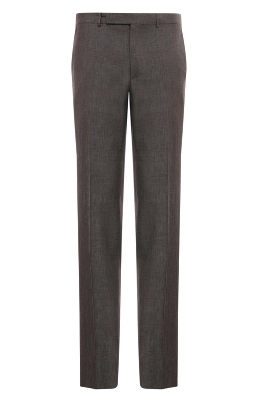 Брюки из шерсти и льна Zegna 749F09A7/75TB12 Коричневый 749F09A7/75TB12