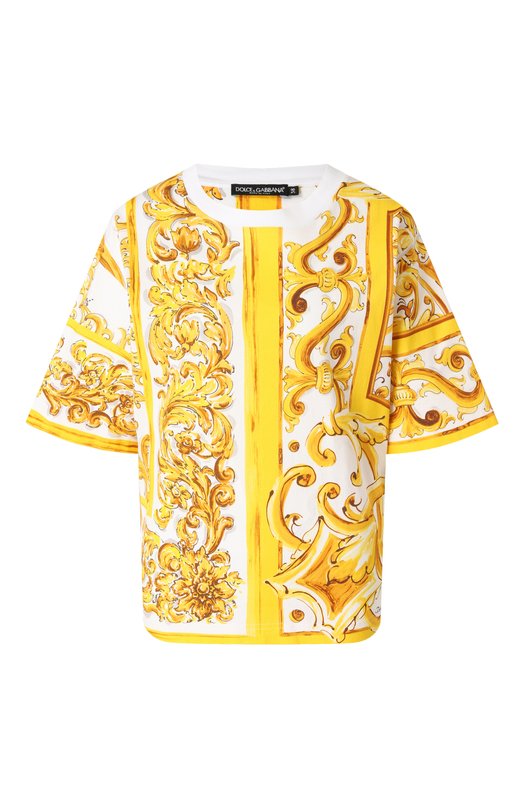 Хлопковая футболка Dolce & Gabbana F8U74T/II7EP Жёлтый F8U74T/II7EP