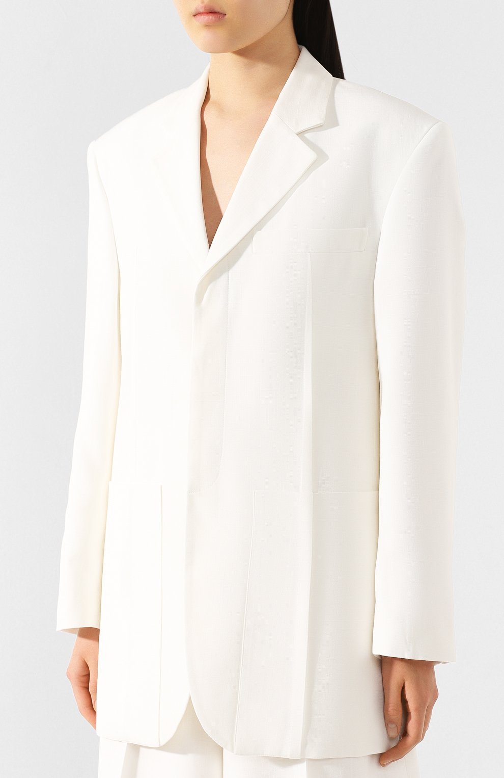 Жакет из вискозы JACQUEMUS белого цвета по цене 59950 руб., арт. 201JA05/02110, фото 3 Жакет из вискозы JACQUEMUS, арт. 201JA05/02110, фото 3