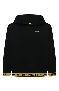 Детский хлопковое худи OFF-WHITE черного цвета, арт. 0BBB004C99FLE001 | Фото 1 (Рукава: Длинные; Мальчики Кросс-КТ: Худи-одежда; Материал сплава: Проставлено; Материал внешний: Хлопок; Драгоценные камни: Проставлено)