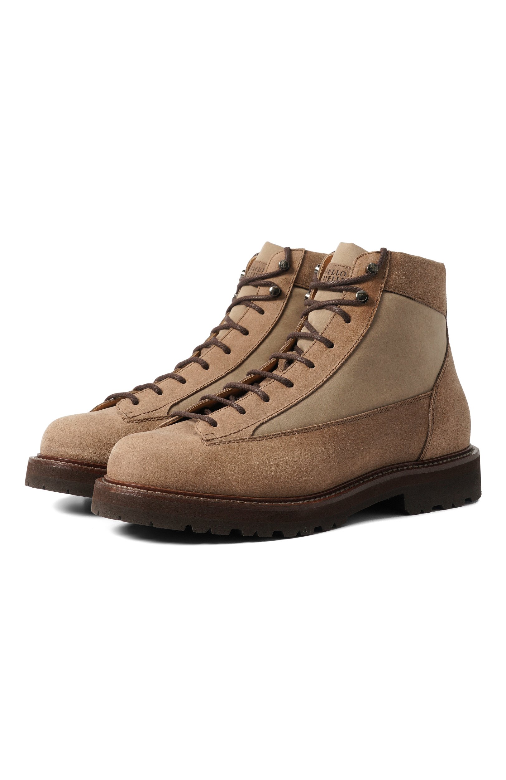 Комбинированные ботинки urban outdoor BRUNELLO CUCINELLI темно-бежевого цвета по цене 191500 руб., арт. MZUANRW668, фото 1 Комбинированные ботинки urban outdoor BRUNELLO CUCINELLI, арт. MZUANRW668, фото 1