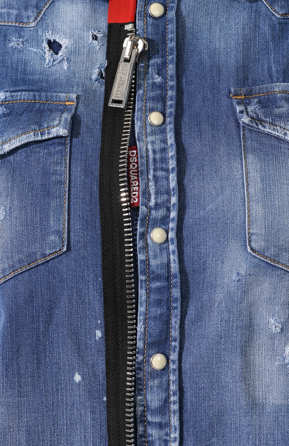 Джинсовая рубашка DSQUARED2 синего цвета по цене 44300 руб., арт. S75DL0623/S30341, фото 5 Джинсовая рубашка DSQUARED2, арт. S75DL0623/S30341, фото 5