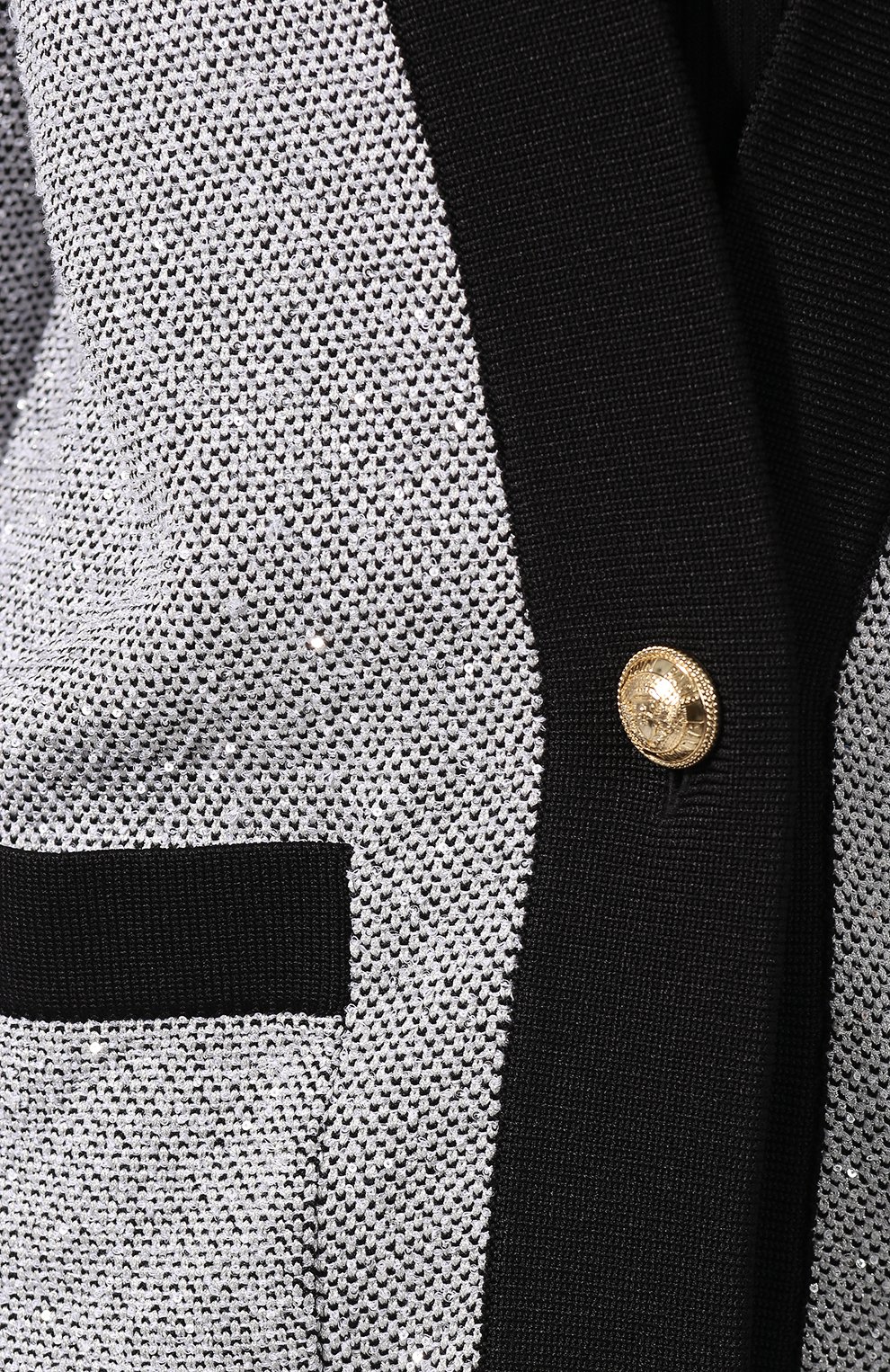 Кардиган BALMAIN серебряного цвета по цене 214500 руб., арт. TF17557/K049, фото 5 Кардиган BALMAIN, арт. TF17557/K049, фото 5