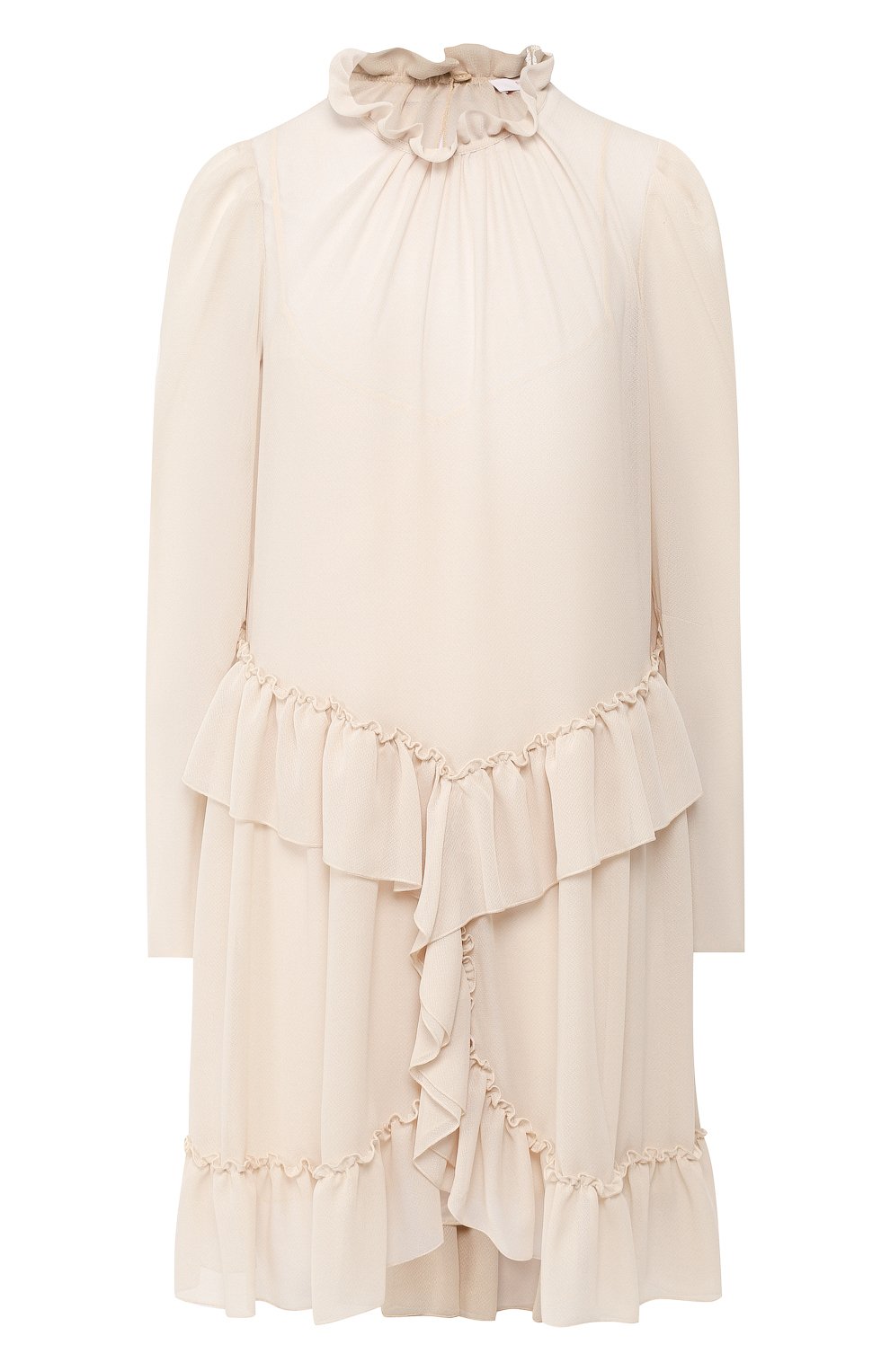 Платье с оборками SEE BY CHLOÉ бежевого цвета по цене 49400 руб., арт. CHS19SR018025, фото 1 Платье с оборками SEE BY CHLOÉ, арт. CHS19SR018025, фото 1