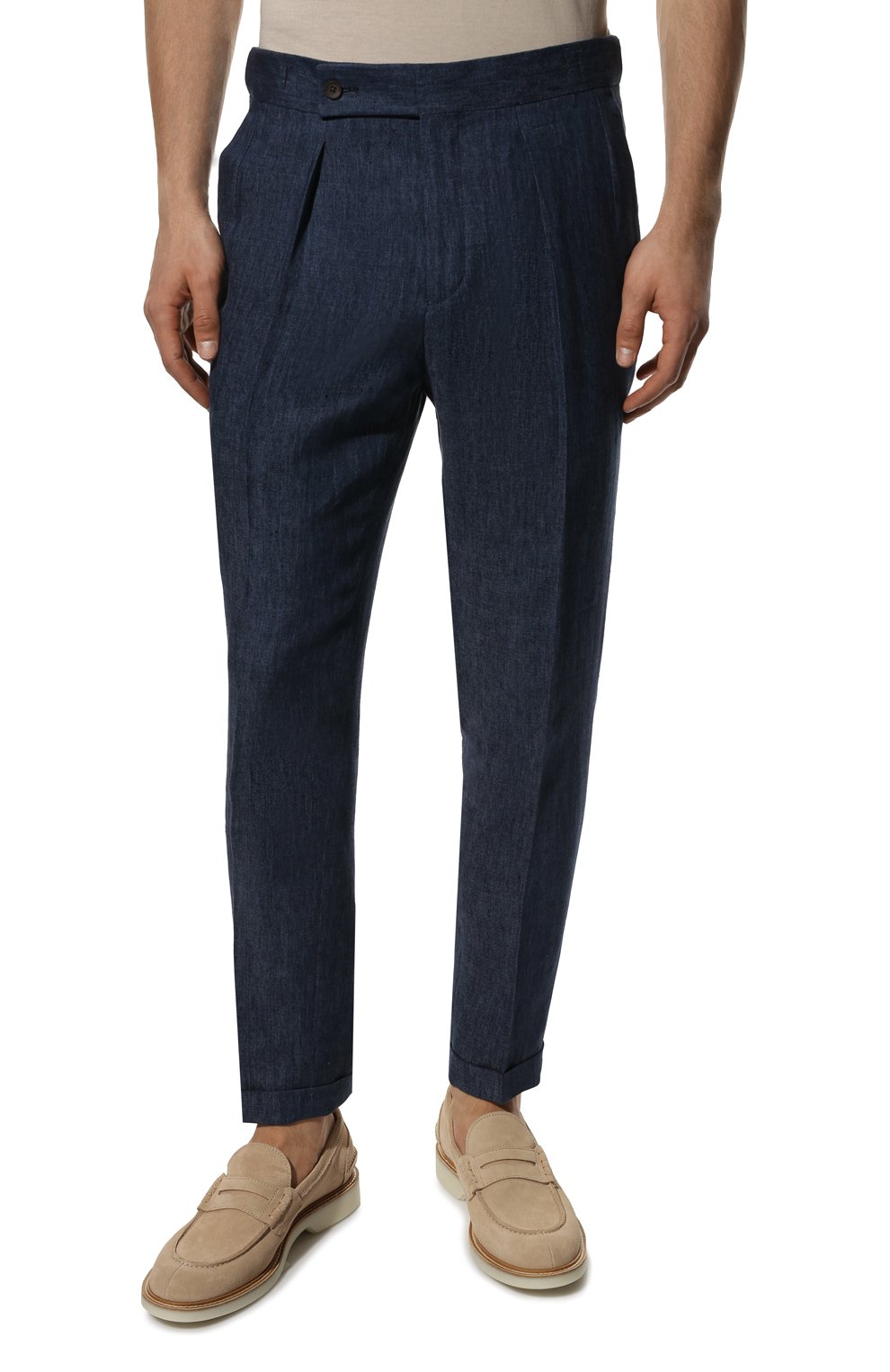 Льняные брюки CORNELIANI темно-синего цвета по цене 42200 руб., арт. 894H05-2114350/01, фото 3 Льняные брюки CORNELIANI, арт. 894H05-2114350/01, фото 3