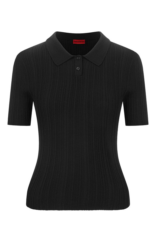 Поло из вискозы HUGO 50557771 Чёрный 50557771