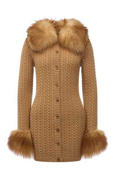 Женский кардиган с отделкой из меха лисицы SAINT LAURENT, арт. 663425/Y75DJ