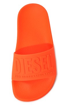 Детский шлепанцы DIESEL оранжевого цвета, арт. BC0521-P3859 | Фото 4 (Материал внешний: Экокожа; Материал сплава: Проставлено; Нос: Не проставлено)