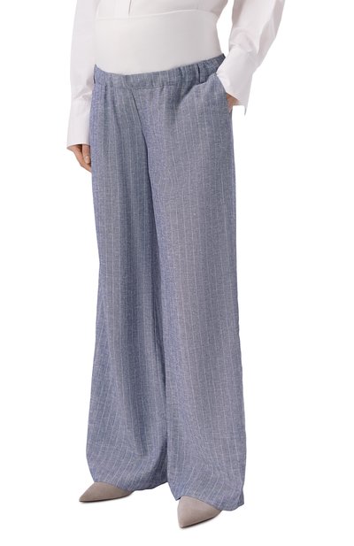 Брюки из вискозы и льна PIETRO BRUNELLI синего цвета по цене 18600 руб., арт. PN0196/LICUBA, фото 3 Брюки из вискозы и льна PIETRO BRUNELLI, арт. PN0196/LICUBA, фото 3