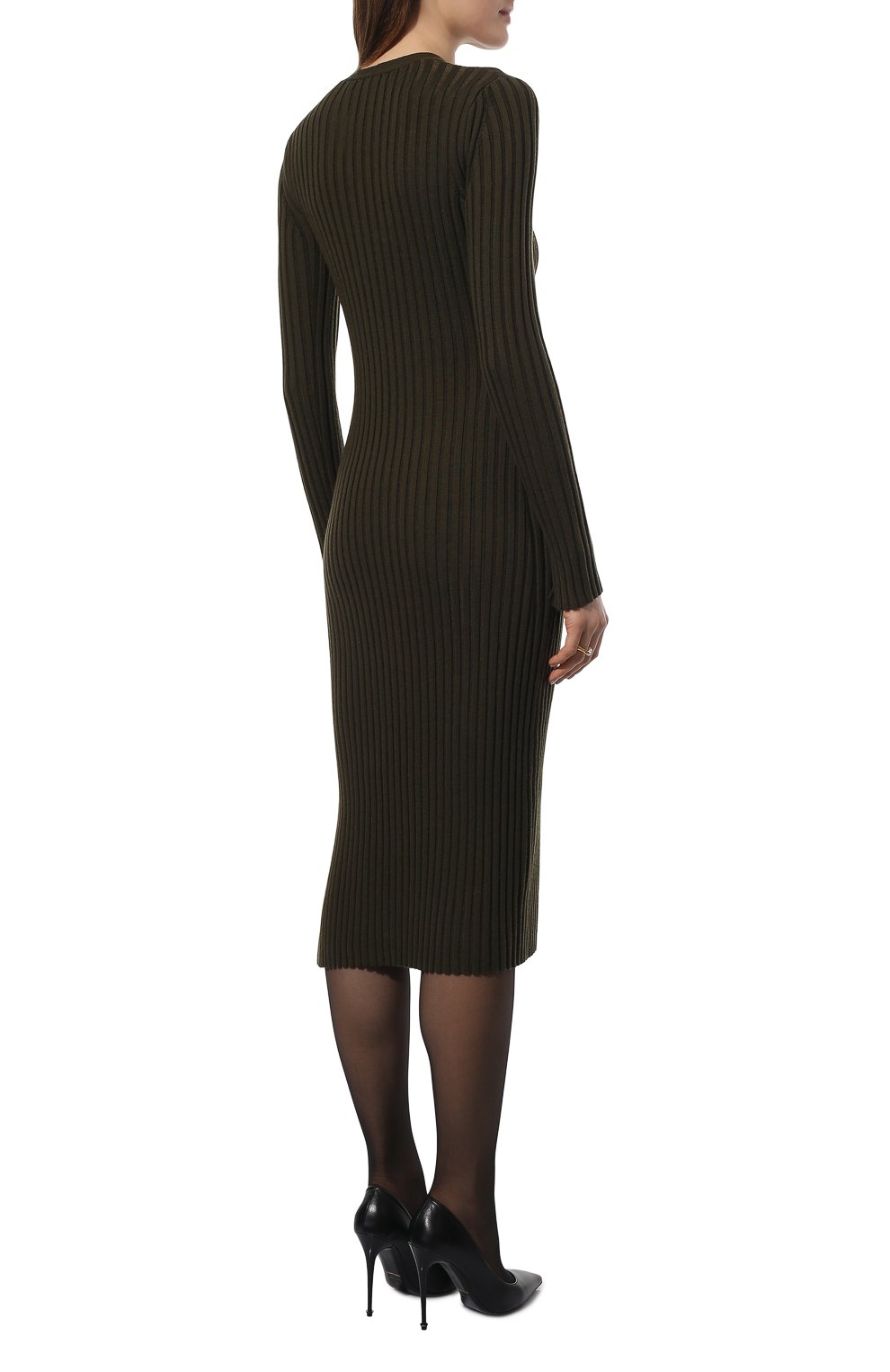 Шерстяное платье PROENZA SCHOULER WHITE LABEL хаки цвета по цене 49950 руб., арт. WL2217728-KW133, фото 4 Шерстяное платье PROENZA SCHOULER WHITE LABEL, арт. WL2217728-KW133, фото 4