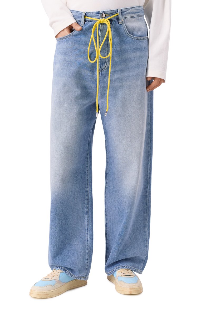 Мужские джинсы ICON DENIM LA голубого цвета, арт. GAB | Фото 3 (Длина (брюки, джинсы): Стандартные; Материал внешний: Хлопок, Деним; Детали: Делаве; Силуэт М (брюки): Широкие; Кросс-КТ: Деним; Стили: Streetwear; Автоматизация ТО: Проставлено; Автоматизация состава: Проставлено)