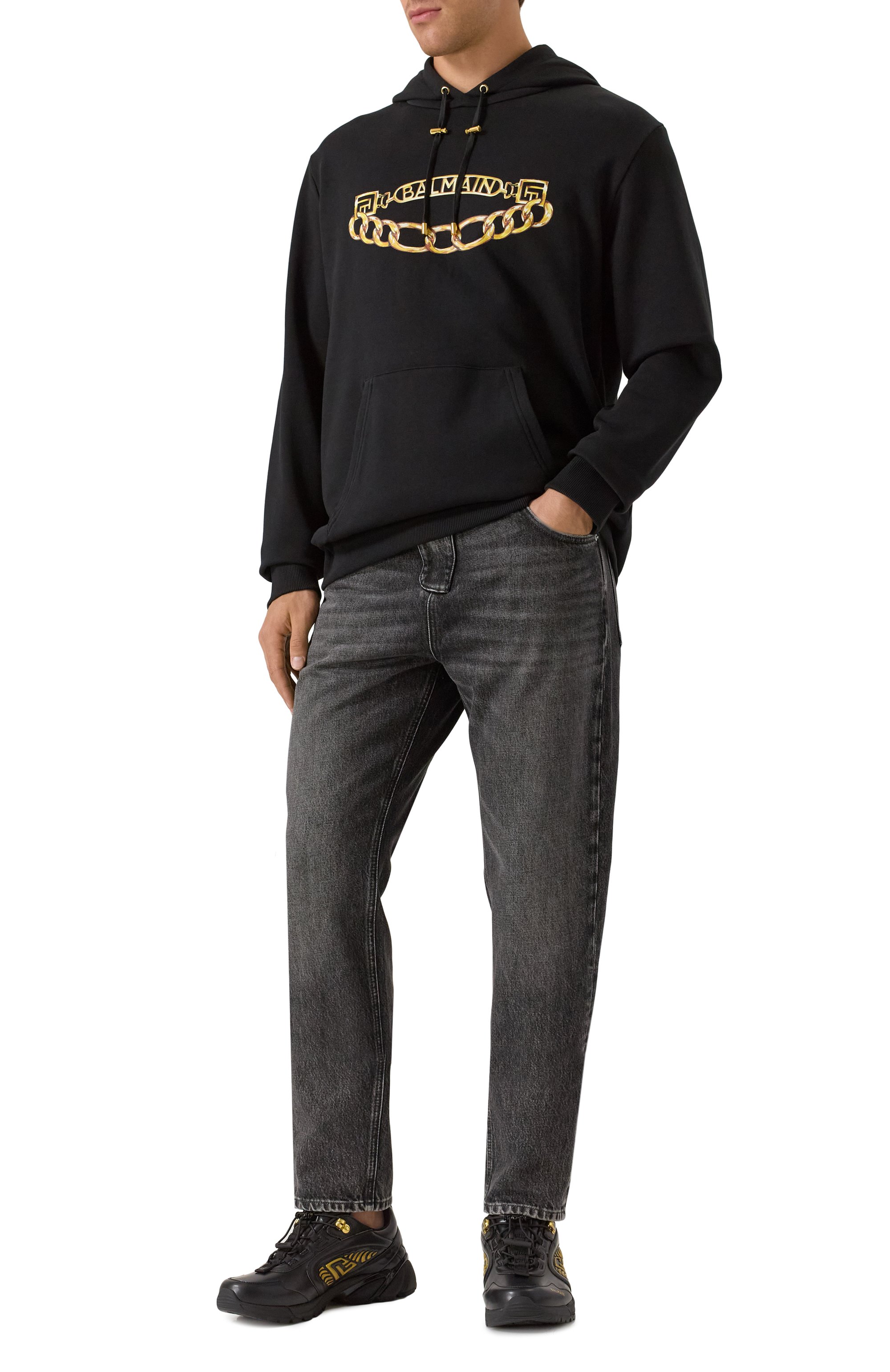 Комбинированные кроссовки cosmic dust BALMAIN черного цвета по цене 89250 руб., арт. FM1VI357/LGSY, фото 2 Комбинированные кроссовки cosmic dust BALMAIN, арт. FM1VI357/LGSY, фото 2