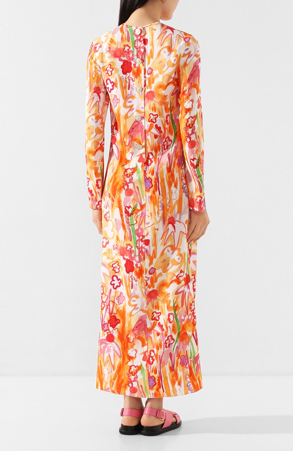Платье из вискозы MARNI оранжевого цвета по цене 157500 руб., арт. ABMA0062A0/TV750, фото 4 Платье из вискозы MARNI, арт. ABMA0062A0/TV750, фото 4