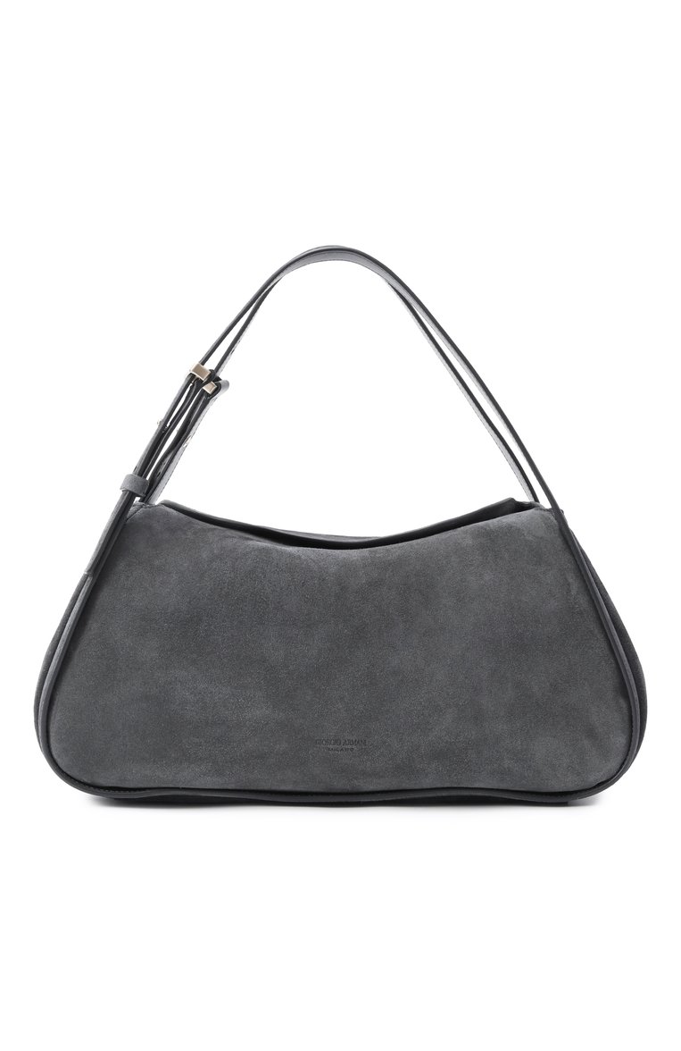 Женская сумка GIORGIO ARMANI темно-серого цвета, арт. GW001310/AF14186 | Фото 1 (Материал: Натуральная кожа, Натуральная замша; Размер: large)