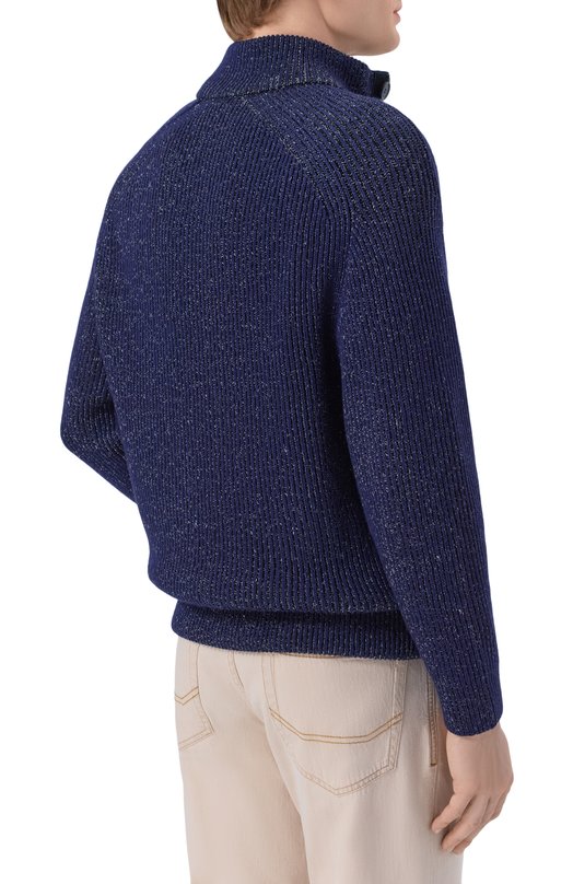 Кардиган из хлопка и шерсти Brioni UMIF0L/PDK11 Синий  UMIF0L/PDK11 Фото 4