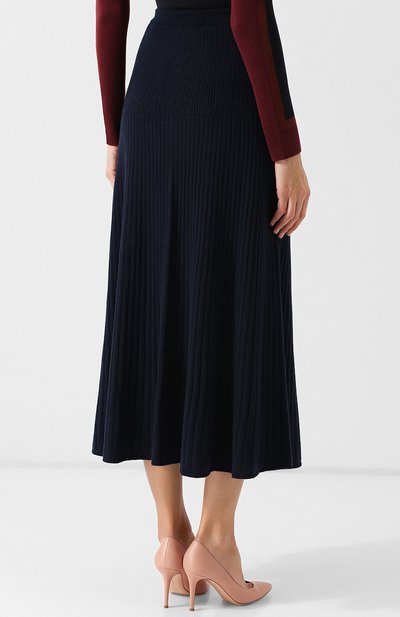 Кашемировая юбка-миди с эластичным поясом LORO PIANA темно-синего цвета по цене 198000 руб., арт. FAI1801, фото 4 Кашемировая юбка-миди с эластичным поясом LORO PIANA, арт. FAI1801, фото 4