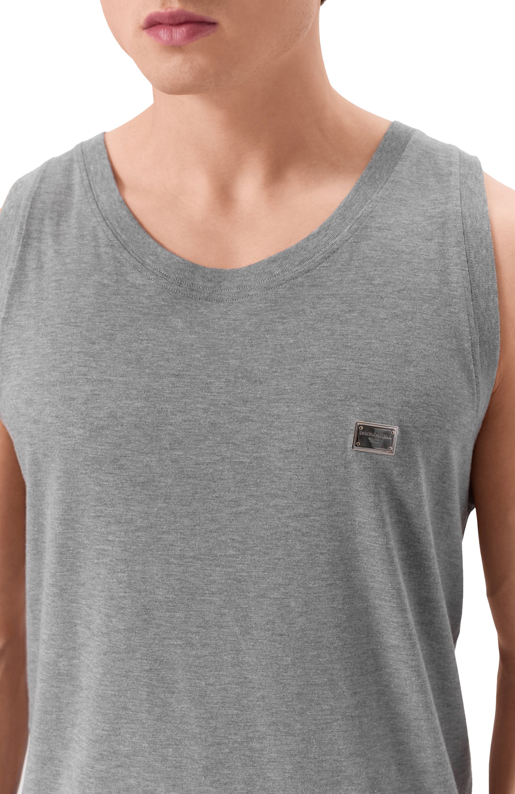 Хлопковая майка DOLCE & GABBANA серого цвета по цене 49950 руб., арт. G8QJ5T/G7N7A, фото 5 Хлопковая майка DOLCE & GABBANA, арт. G8QJ5T/G7N7A, фото 5