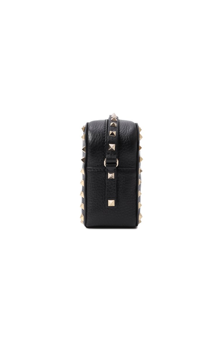 Женская сумка rockstud VALENTINO черного цвета, арт. 5W2B0809/VSF | Фото 4 (Размер: mini; Материал сплава: Проставлено; Материал: Натуральная кожа; Драгоценные камни: Проставлено; Ремень/цепочка: На ремешке)