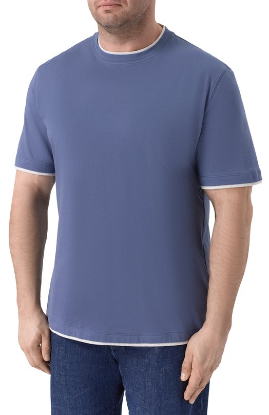 Хлопковая футболка Brunello Cucinelli M0B137427 Голубой  M0B137427 Фото 3