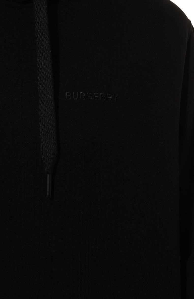 Мужской хлопковое худи BURBERRY черного цвета, арт. 8072713 | Фото 5 (Драгоценные камни: Проставлено; Рукава: Длинные; Длина (для топов): Стандартные; Материал сплава: Проставлено; Принт: С принтом; Мужское Кросс-КТ: Худи-одежда; Стили: Кэжуэл; Материал внешний: Хлопок)