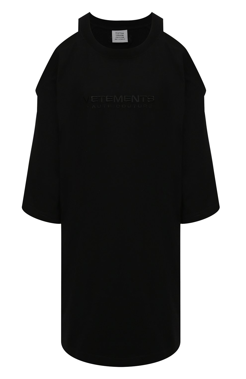 Хлопковое платье VETEMENTS черного цвета по цене 49350 руб., арт. WE51DR845B 1610/BLACK, фото 1 Хлопковое платье VETEMENTS, арт. WE51DR845B 1610/BLACK, фото 1