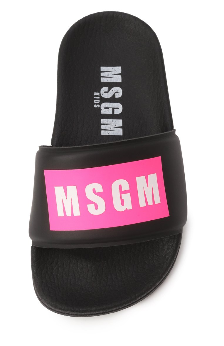 Детский шлепанцы MSGM KIDS черного цвета, арт. 79857/VAR2/24-27 | Фото 4 (Нос: Не проставлено; Материал внутренний: Текстиль; Материал внешний: Резина, Пластик; Материал сплава: Проставлено)