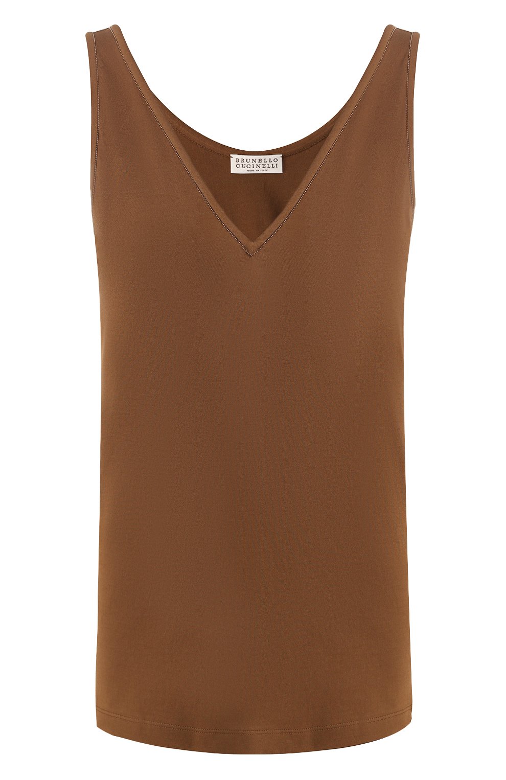 Хлопковый топ BRUNELLO CUCINELLI коричневого цвета по цене 63850 руб., арт. M0045B0332, фото 1 Хлопковый топ BRUNELLO CUCINELLI, арт. M0045B0332, фото 1