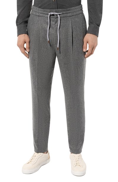 Шерстяные брюки BRUNELLO CUCINELLI серого цвета по цене 109500 руб., арт. M038PB2201, фото 3 Шерстяные брюки BRUNELLO CUCINELLI, арт. M038PB2201, фото 3
