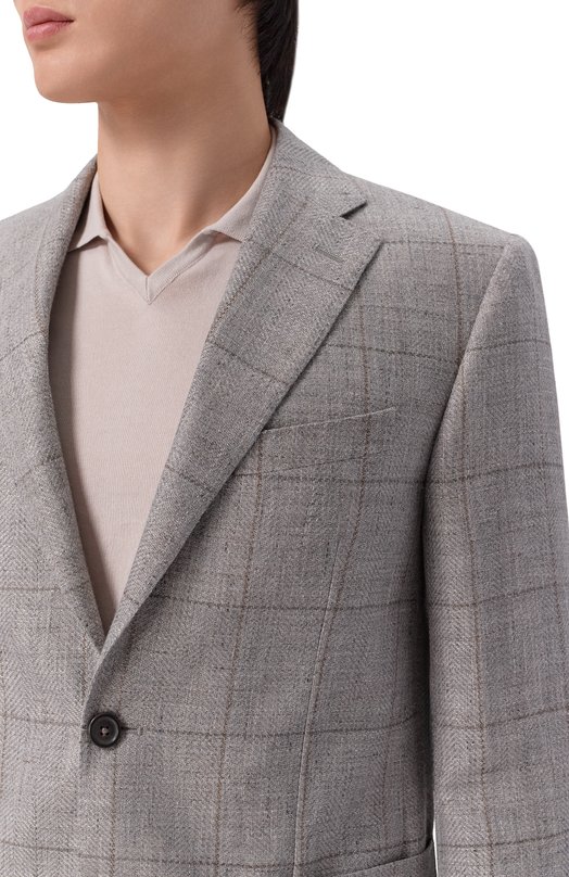 Пиджак изо льна и шерсти Corneliani 276018/2716318 Серый  276018/2716318 Фото 6