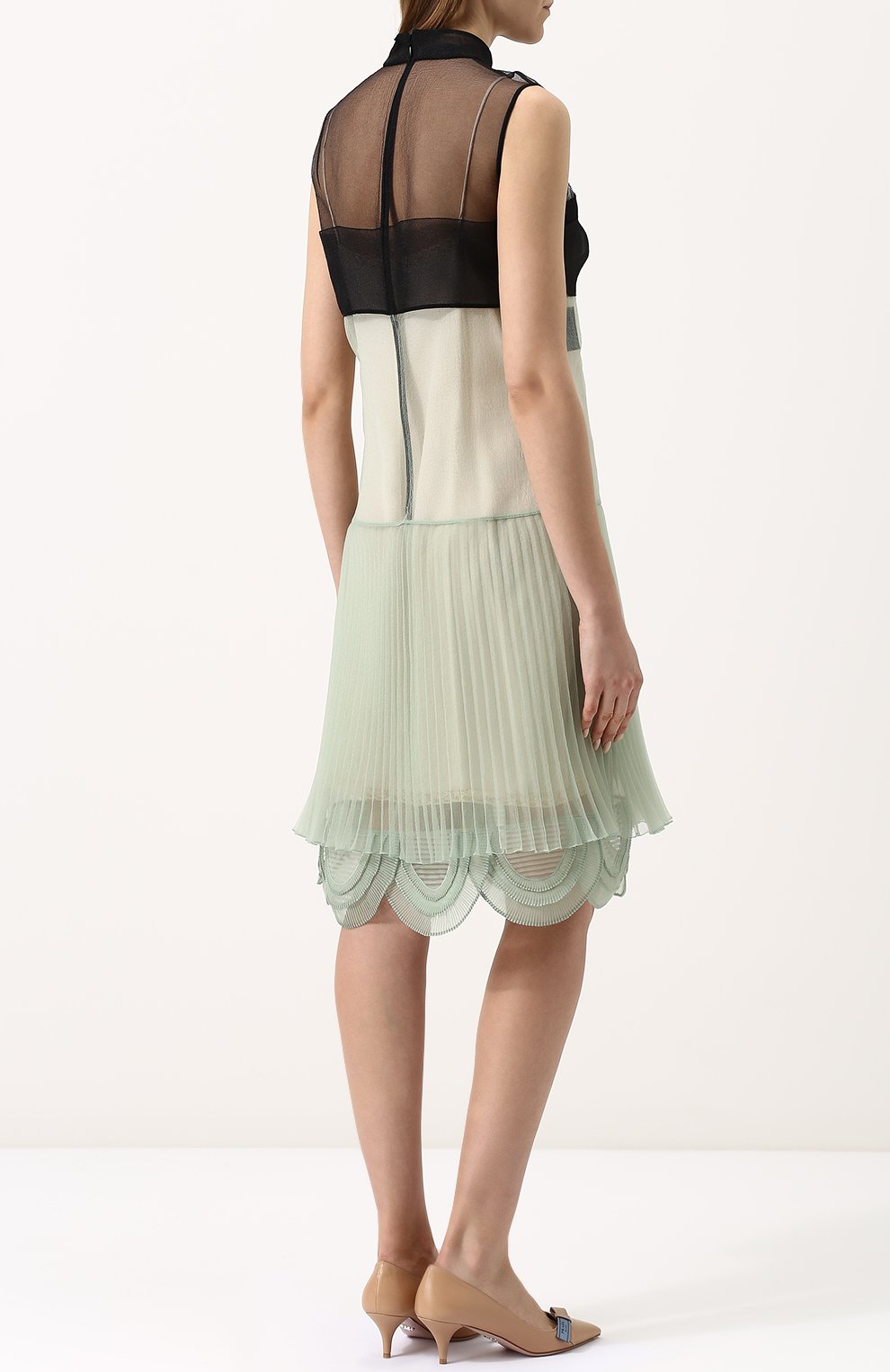 Мини-платье с фестонами и воротником-стойкой PRADA, арт. P35Y2-1QLV-F0391, фото 4