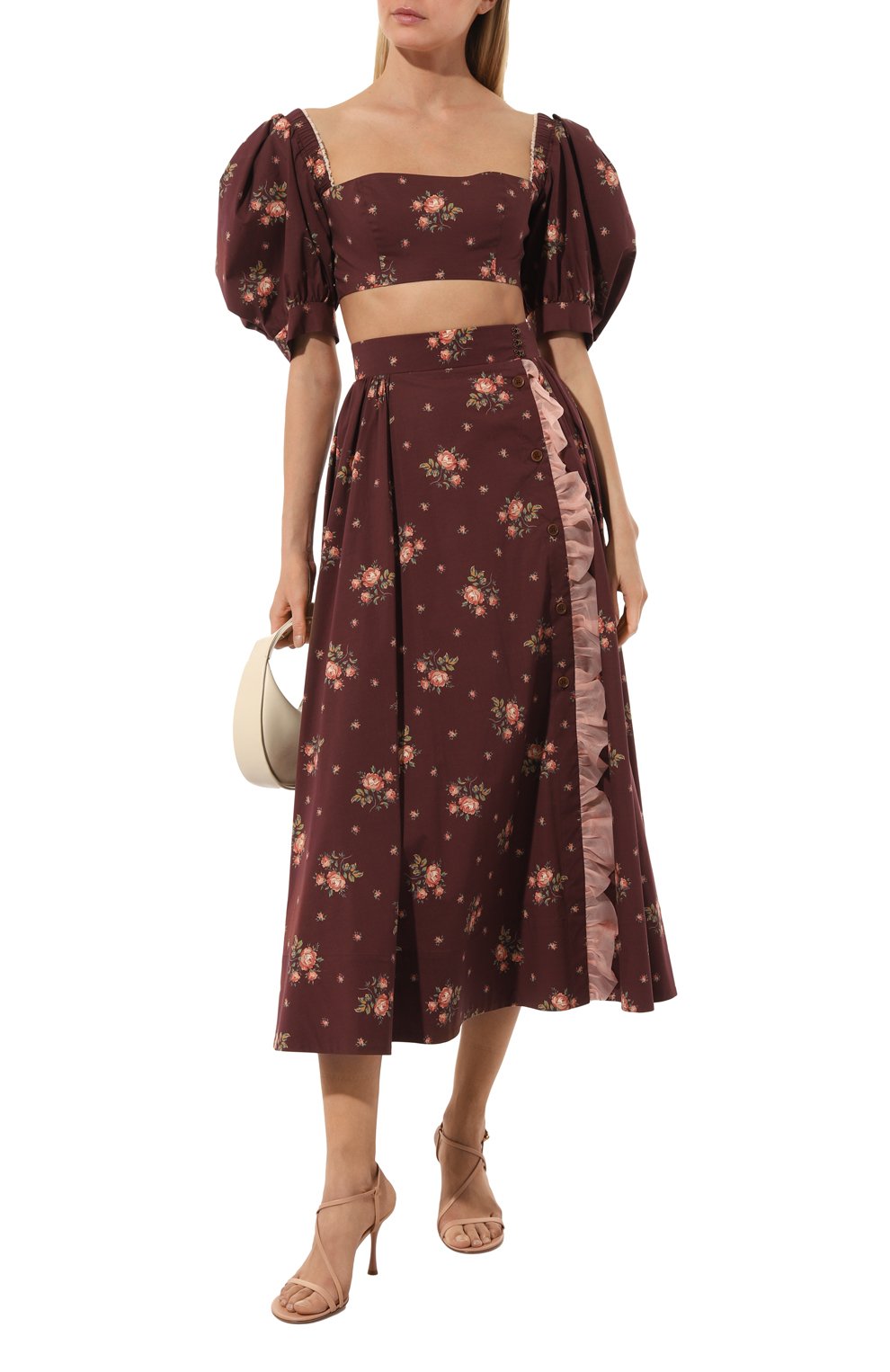 Хлопковый топ ULYANA SERGEENKO бордового цвета по цене 75000 руб., арт. CMA002SS21Resort 0122т21, фото 2 Хлопковый топ ULYANA SERGEENKO, арт. CMA002SS21Resort 0122т21, фото 2