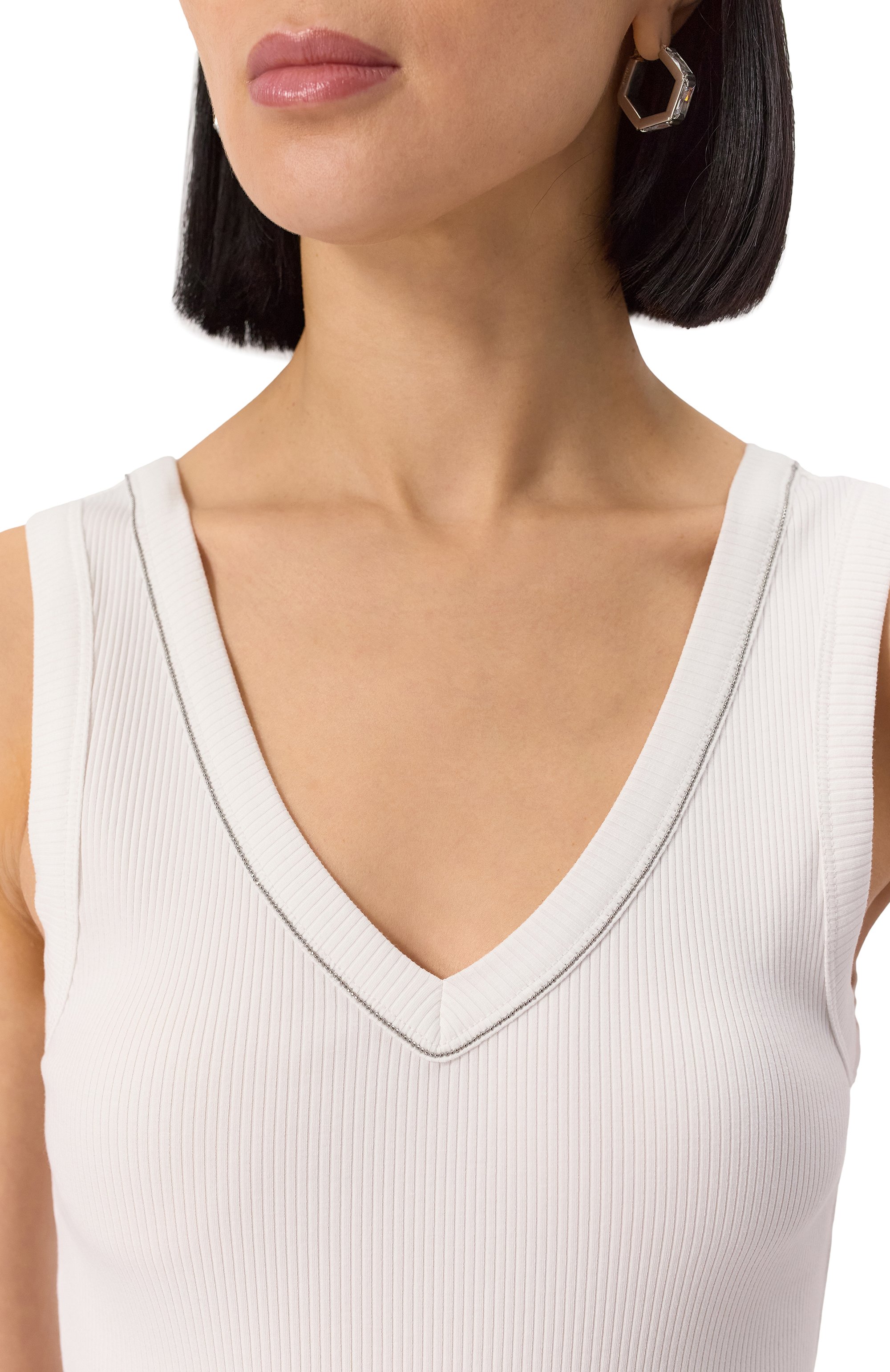 Хлопковая майка BRUNELLO CUCINELLI белого цвета по цене 74750 руб., арт. MG902FP102, фото 5 Хлопковая майка BRUNELLO CUCINELLI, арт. MG902FP102, фото 5