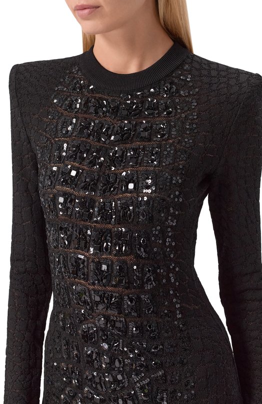 Платье из вискозы Balmain FF0R8012/97KI Чёрный  FF0R8012/97KI Фото 5