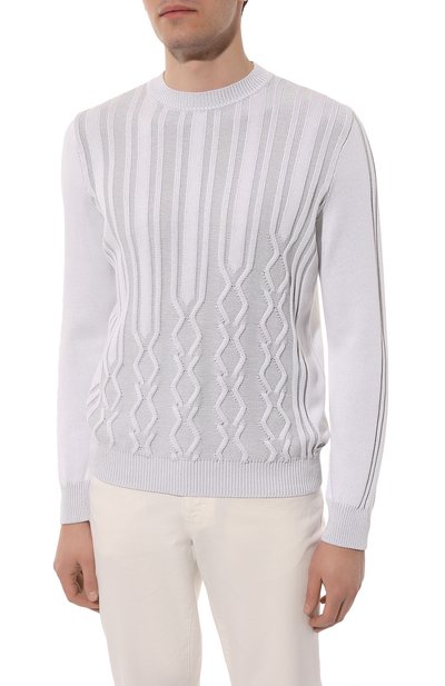 Свитер из хлопка и шелка ZILLI светло-серого цвета по цене 135000 руб., арт. MBZ-RN240-L0SA1/ML01, фото 3 Свитер из хлопка и шелка ZILLI, арт. MBZ-RN240-L0SA1/ML01, фото 3