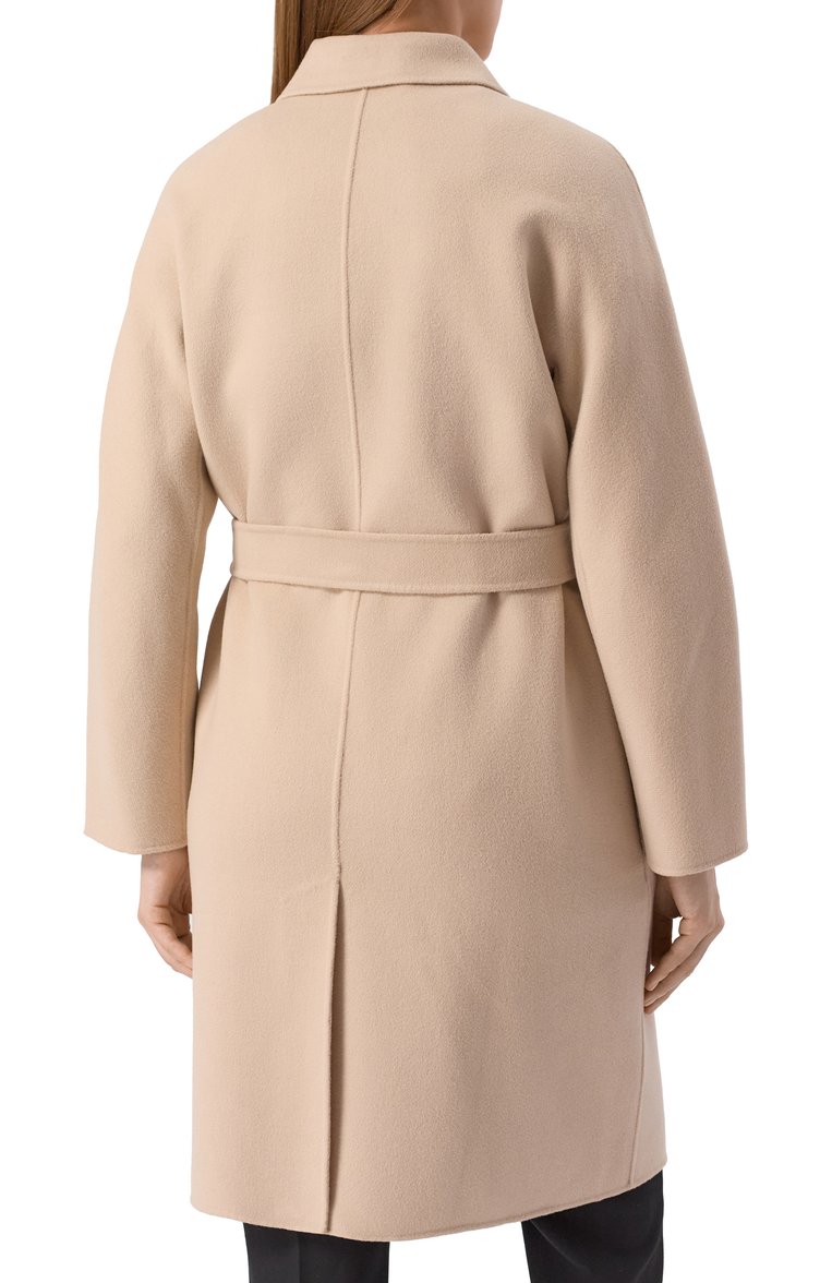 Женское шерстяное пальто WEEKEND MAX MARA бежевого цвета, арт. AVENUE | Фото 4 (Автоматизация ТО: Проставлено; Материал внешний: Шерсть; Автоматизация состава: Проставлено; Длина (верхняя одежда): До середины бедра; Рукава: Длинные; 1-2-бортные: Двубортные; Стили: Классический)