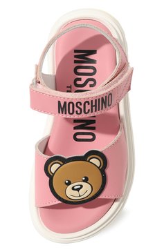 �Детские кожаные сандалии MOSCHINO розового цвета, арт. 77396/VAR02/28-35 | Фото 4 (Материал внутренний: Натуральная кожа; Материал сплава: Проставлено; Нос: Не проставлено)