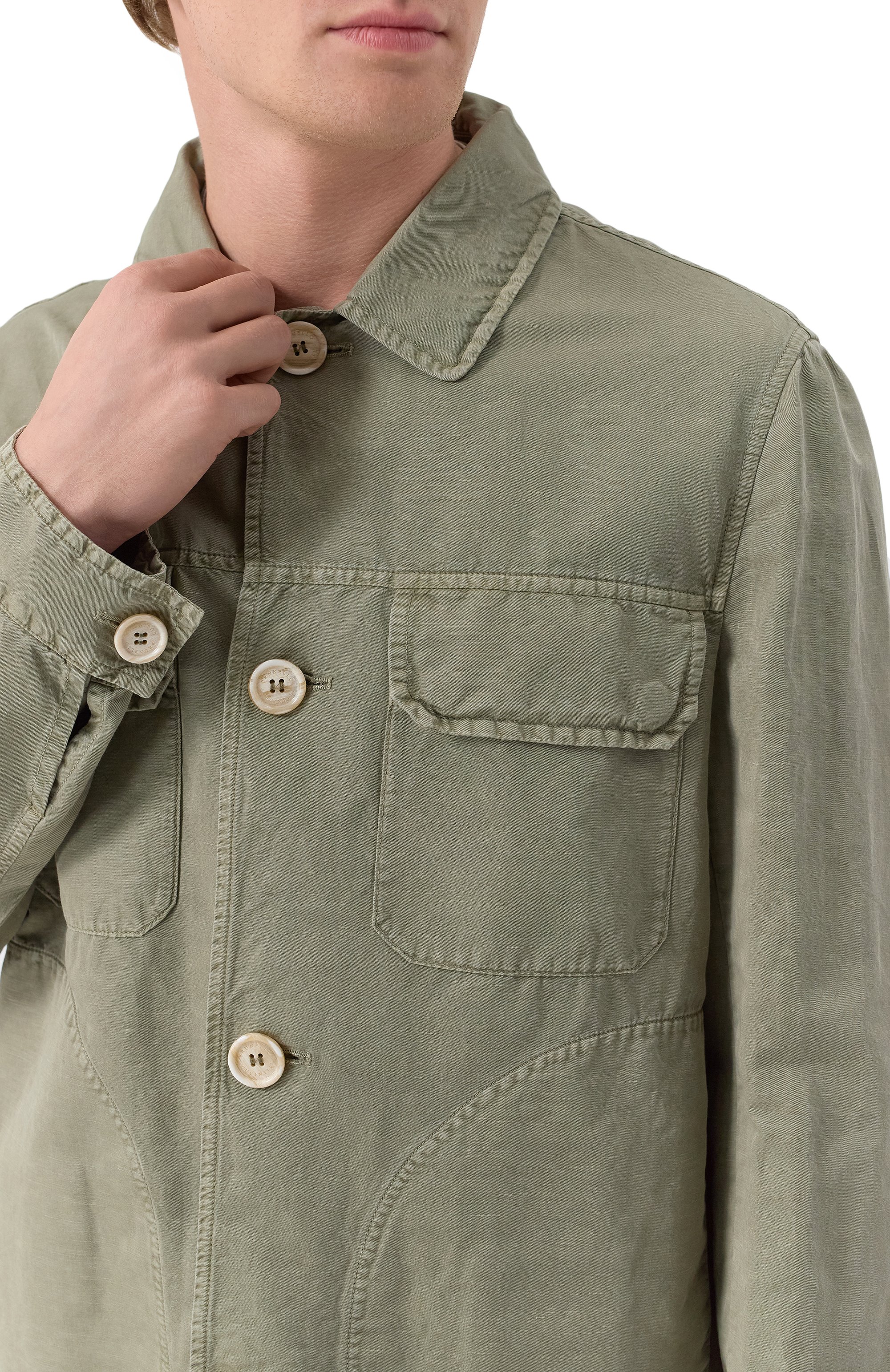 Куртка-рубашка изо льна и хлопка BRUNELLO CUCINELLI, арт. M291D6512P, фото 5