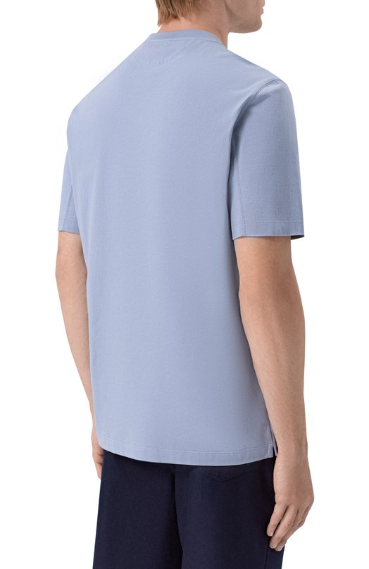 Хлопковая футболка Brunello Cucinelli M0B138440 Голубой  M0B138440 Фото 4