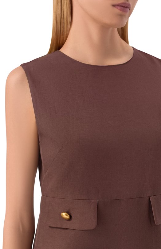 Платье из вискозы и льна P.A.R.O.S.H. D726096G/RAISA26 Коричневый  D726096G/RAISA26 Фото 4