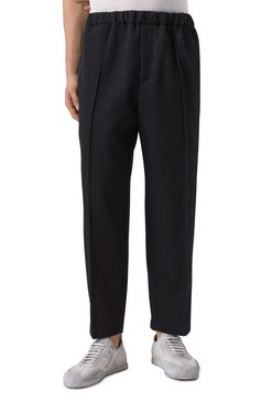Мужские шерстяные брюки JIL SANDER черного цвета, арт. J21KA0012/J40002 | Фото 3 (Длина (брюки, джинсы): Стандартные; Материал внешний: Шерсть; Драгоценные камни: Проставлено; Материал сплава: Проставлено; Случай: Повседневный; Стили: Кэжуэл)