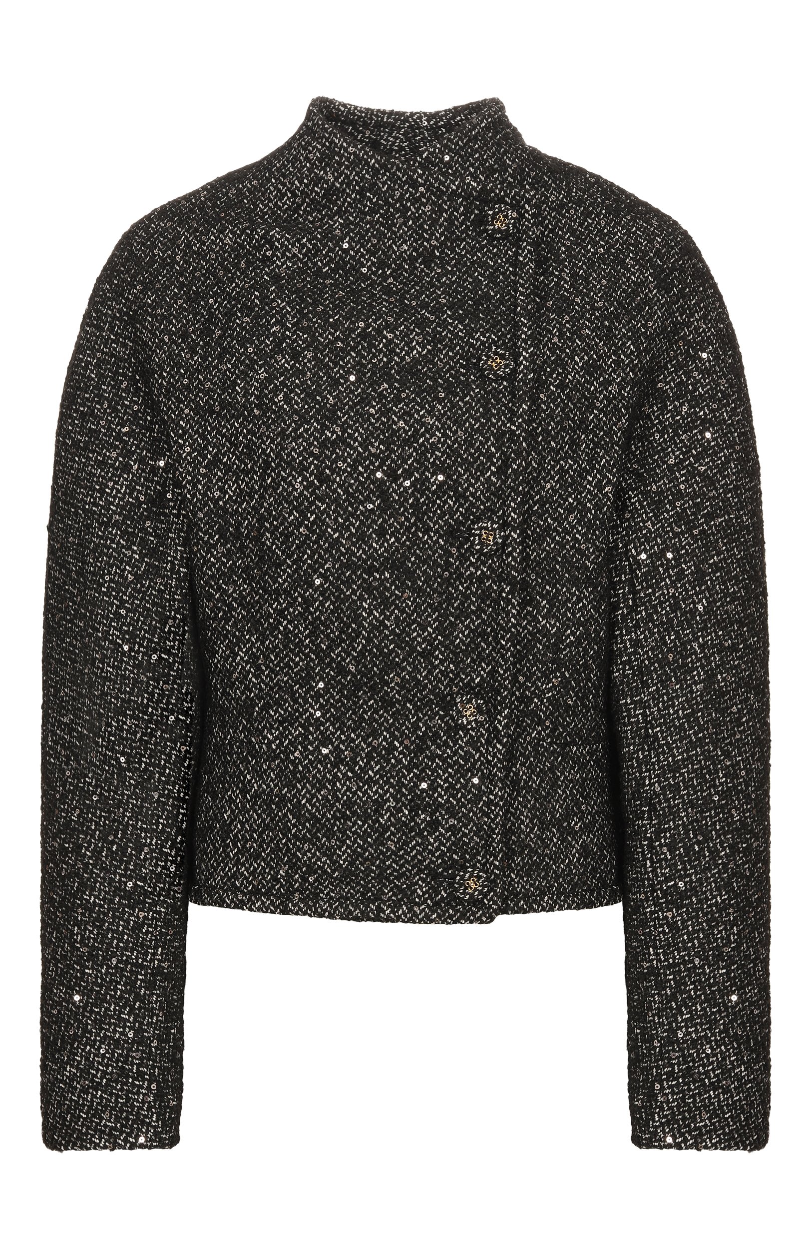 Жакет ELIE SAAB серого цвета по цене 343000 руб., арт. J0286NF26/LR002, фото 1 Жакет ELIE SAAB, арт. J0286NF26/LR002, фото 1
