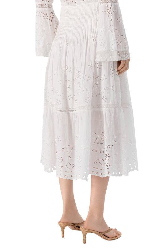 Хлопковая юбка Love Shack Fancy S1033-3233 Белый  S1033-3233 Фото 4