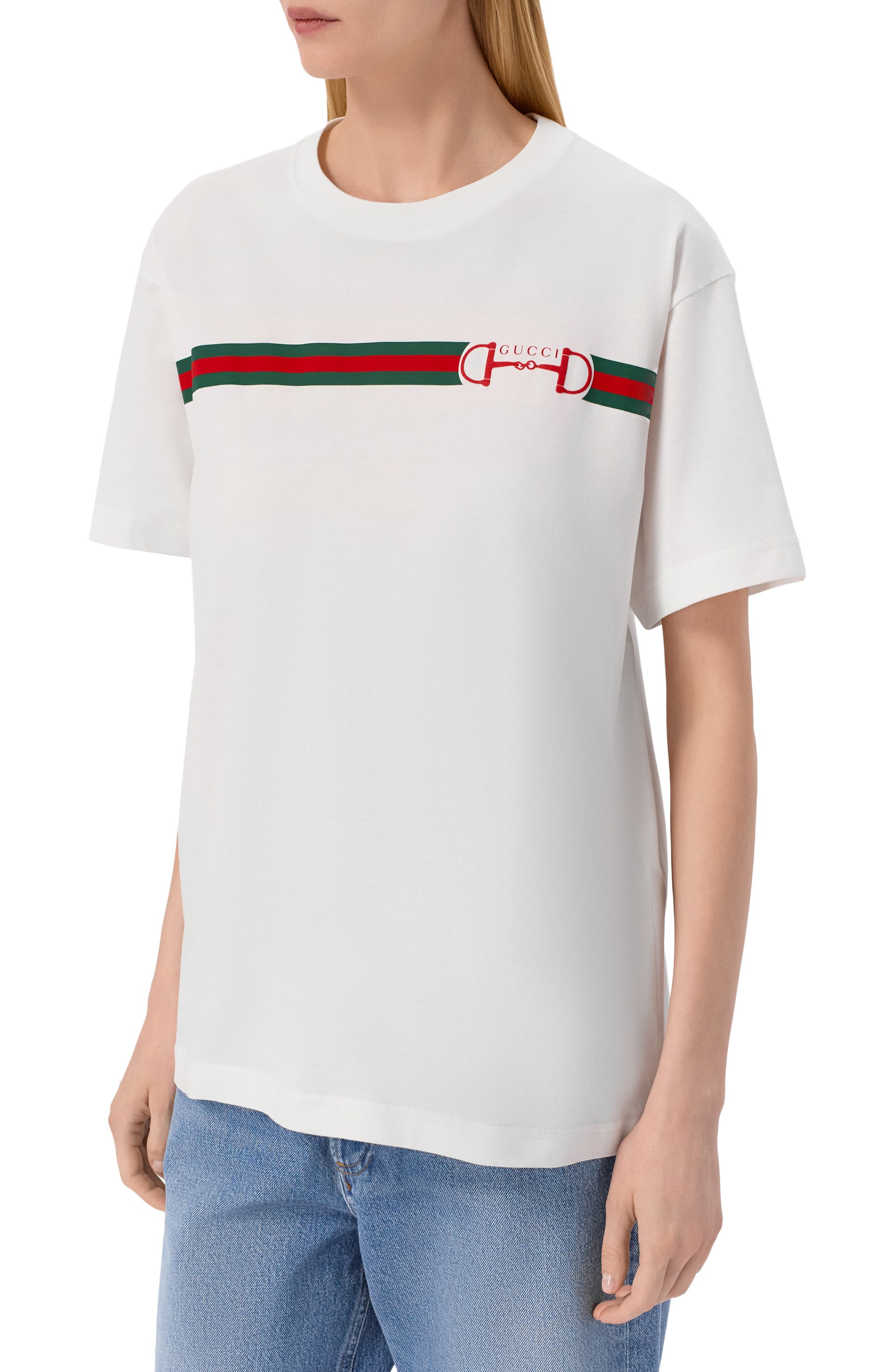 Хлопковая футболка GUCCI белого цвета по цене 86650 руб., арт. 837959/XJHM5, фото 3 Хлопковая футболка GUCCI, арт. 837959/XJHM5, фото 3