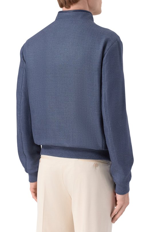 Бомбер из шелка и шерсти Stefano Ricci M7J6100110/KL003U Синий  M7J6100110/KL003U Фото 4