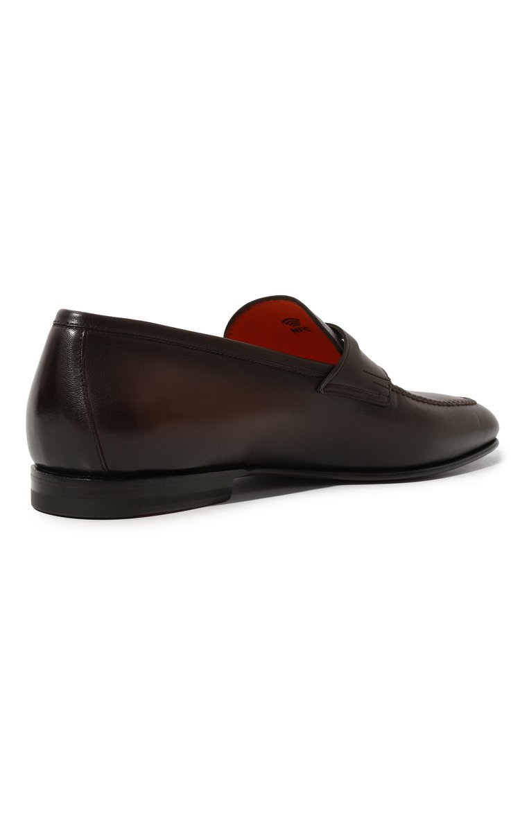 Мужские кожаные пенни-лоферы SANTONI темно-коричневого цвета, арт. MCNG15609SA3BSG8 | Фото 5 (Материал сплава: Проставлено; Нос: Не проставлено; Материал внутренний: Натуральная кожа; Стили: Кэжуэл; Материал внешний: Натуральная кожа)