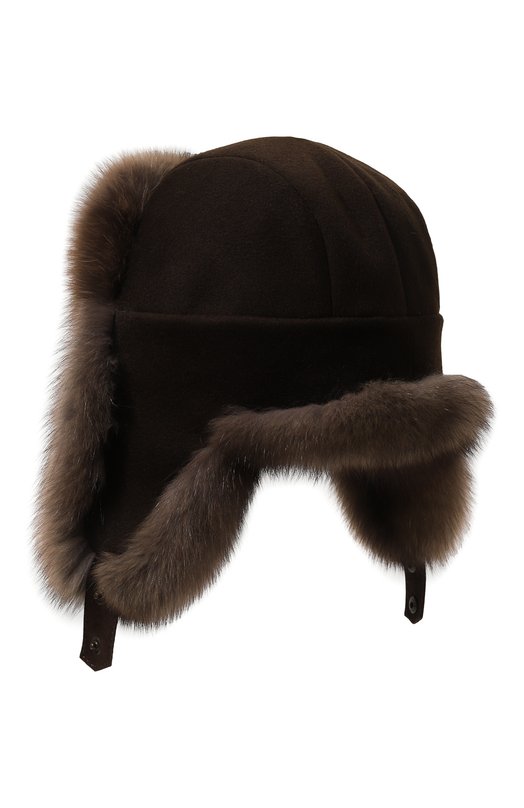 Кашемировая шапка-ушанка Майкл с мехом соболя FurLand 0201414210008100022 Коричневый  0201414210008100022 Фото 2