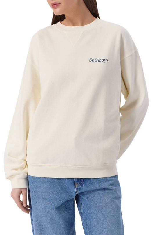 Хлопковый свитшот FRAME x Sotheby's Frame Denim ME25JSS002 Кремовый  ME25JSS002 Фото 3