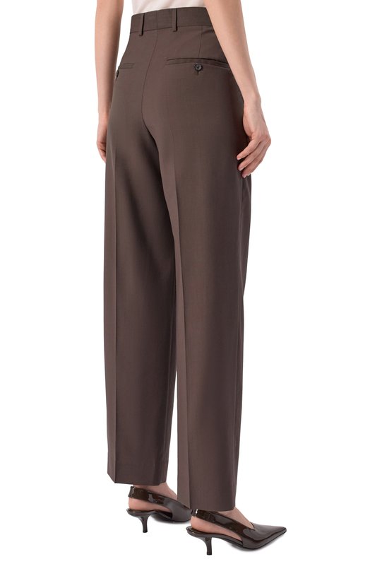 Шерстяные брюки TOTEME 261-WRB0340-FB0552 Коричневый  261-WRB0340-FB0552 Фото 4