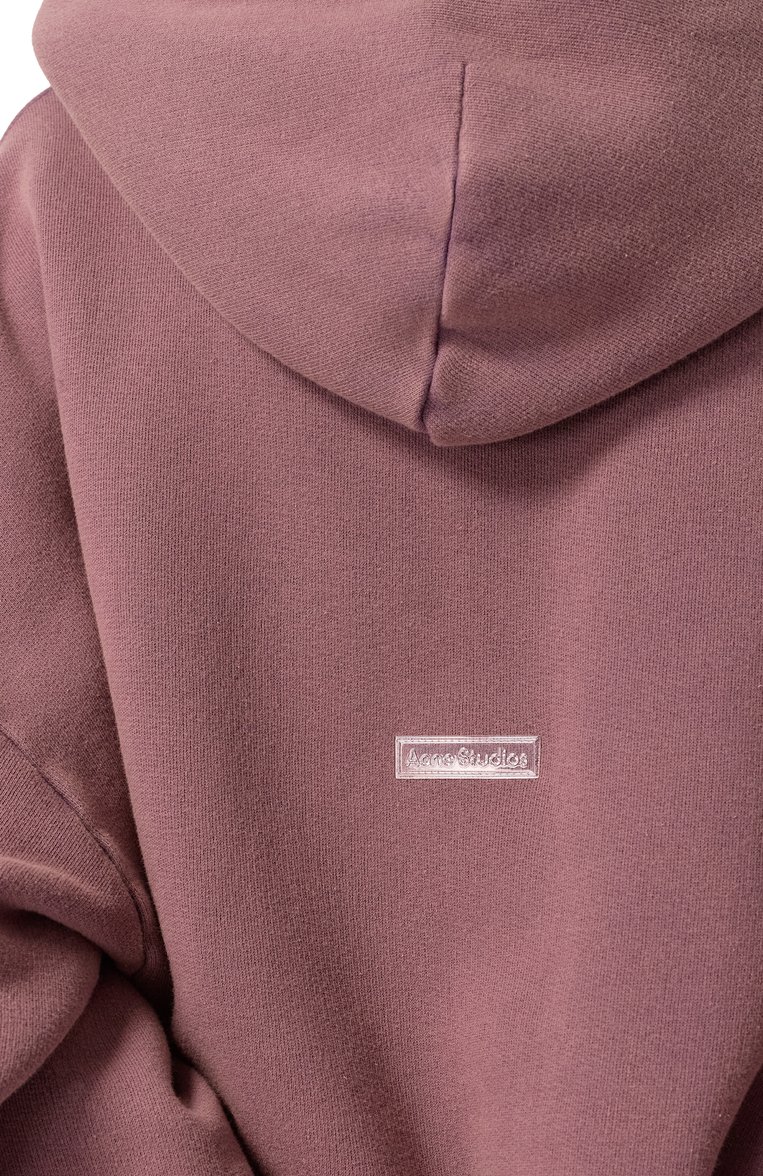 Женский хлопковое худи ACNE STUDIOS сиреневого цвета, арт. FN-UX-SWEA000019/CI0138 | Фото 5 (Драгоценные камни: Проставлено; Материал сплава: Проставлено; Рукава: Длинные; Длина (для топов): Стандартные; Стили: Кэжуэл; Женское Кросс-КТ: Худи-одежда; Материал внешний: Хлопок)